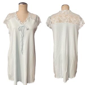 Verena Soft Baby Blue Cotton & Lace Short Nightgown sz S